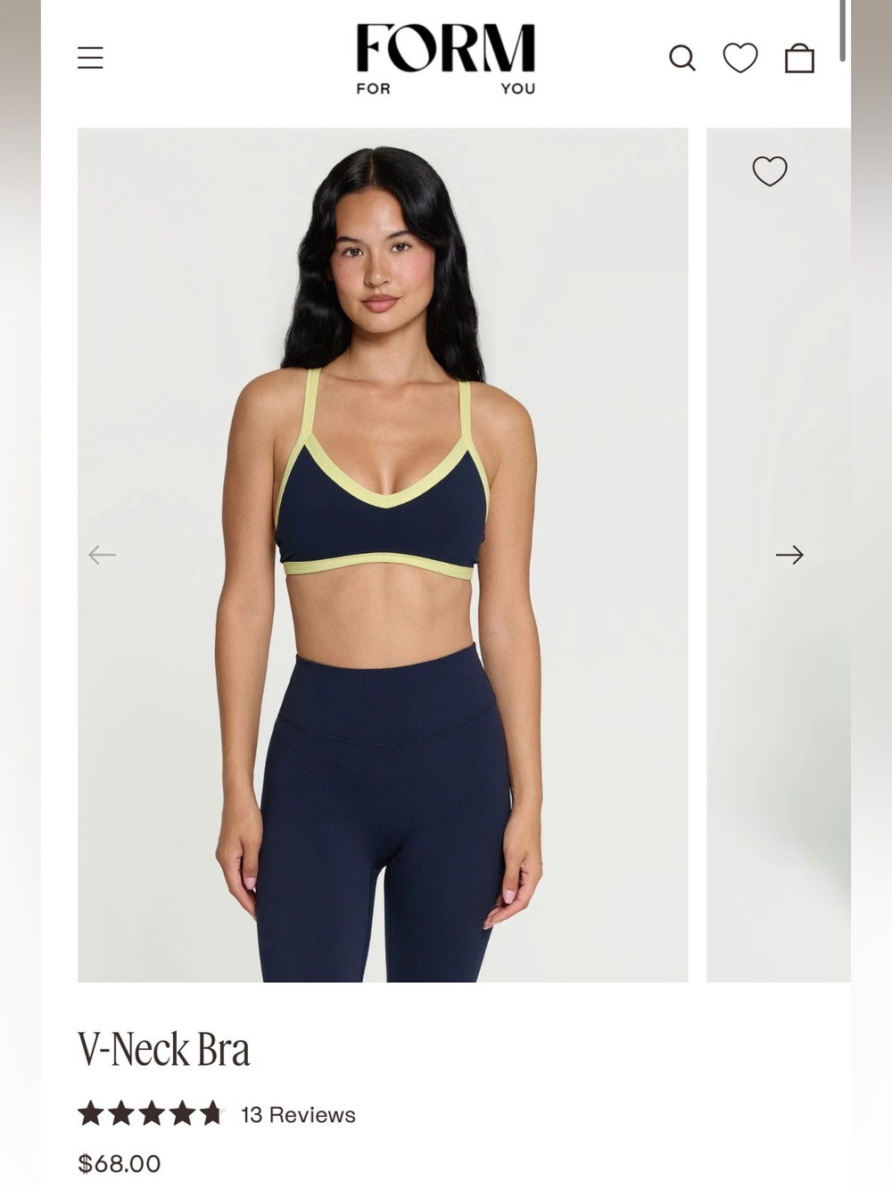 Form v neck sports bra!